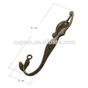 2015 metal bookmark vintage brozen standard mermaid bookmark