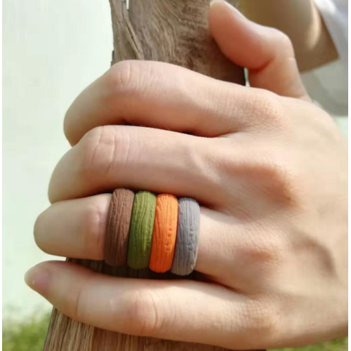 カスタムツリーテクスチャデザインシリコンの結婚指輪