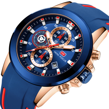 Popular Men's MINI FOCUS 0287 Quartz Watch with Calendar and Silicone Band