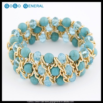 Colorful Acrylic Bead Braid Natural Stone Bracelet