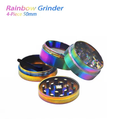 4-Piece Rainbow Dry Herb Grinder 50mm