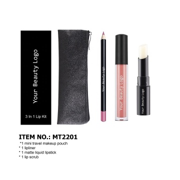 Ensemble de maquillage pour les lèvres de beauté personnalisé de 4 pièces avec pochette