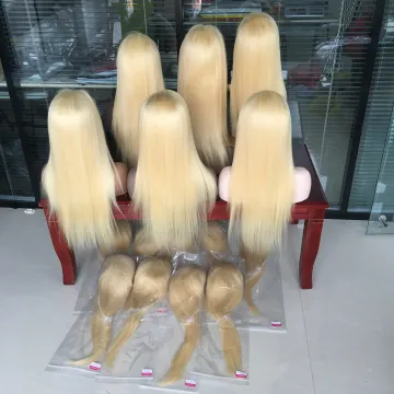 Adjustable strap wholesale straight long blonde human hair wig