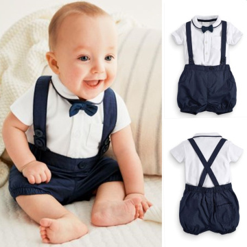 2020 New Fashion Baby Boy Clothes Set Gentleman Style Short Sleeve T shirt+Overalls 2 Pcs Newborn Baby Boy Clothing Set