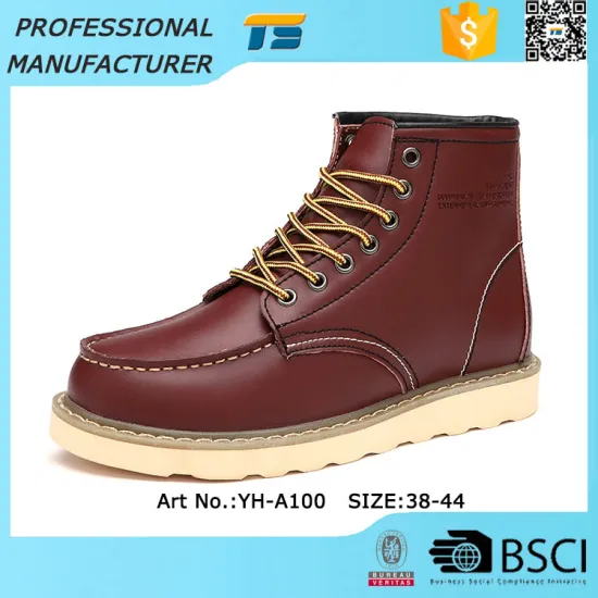 Leather Upper Rubber Bottom Men Long Genuine Leather Shoes