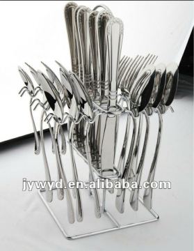 24 pcs stainless steel cutlery set with wire stand
