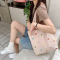 Tas Canvas Tote Bordir Hati Lucu yang Indah