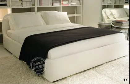 White Fabric Double Bed Home Furniture