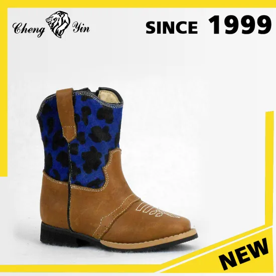 Wholesale Fashion Comfortable Rubber Outsole PU Leather Factory Price Cheaper Kids Western Cowboy Boots for Outdoor