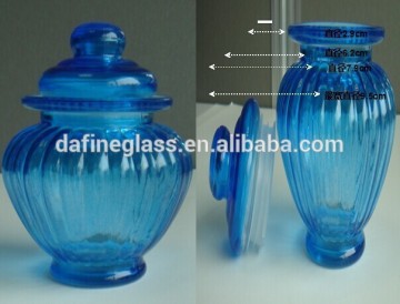 2015 new fashion Ribbed Candy Food Pot glass jar ,storage container