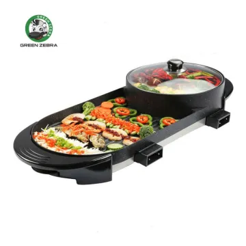 Korean 2-in-1 Non-Stick Hot Pot & BBQ Griller Pan: Smokeless Indoor Party Grill