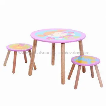 Wooden table and 2 chairs for nursery school and family, passed EN 71 test, environment-friendly