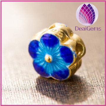 High quality Streling silver plated gold the flower shape cloisonn spaser bead for diy jewelrys