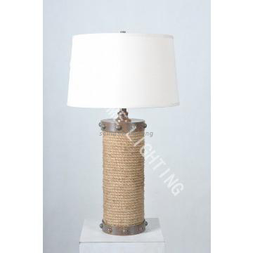 popular new design iron table lamp with jute rope bended outside