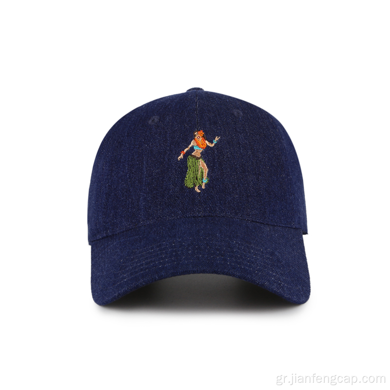 τζιν καπέλο μπέιζμπολ προσαρμοσμένο καπέλο με λογότυπο κεντήματος