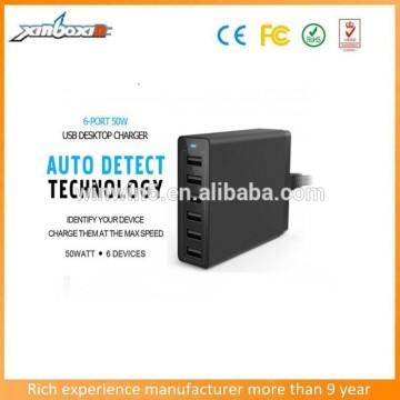 Hot sale Family-sized 6 Port USB Desktop Charger With CE/FCC/Rohs Certification