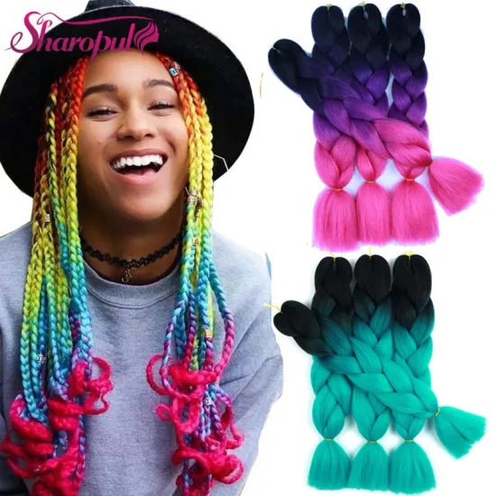 Sharopul Ombre Braiding Hair Extensions 24inch 41inch 82inch Synthetic Jumbo Crochet Hair Extension