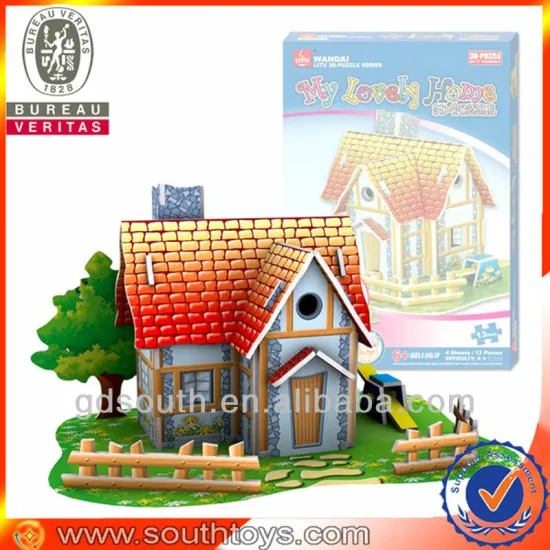 DIY 3D paper house puzzle toy