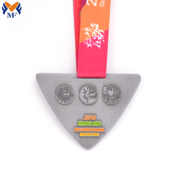 Metal custom shape anniversary medal with ribbon