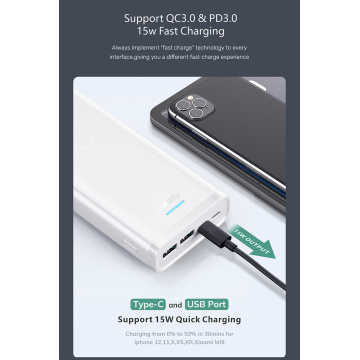 Drie output 20000 mAh grote capaciteit draagbare power bank