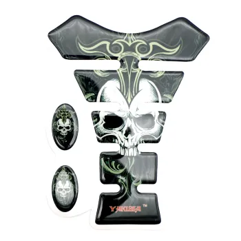 Motorcycle Tank Pads with Skill Fuel Decal - Protective Stickers for Bike Side Panels
