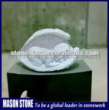 Cemetery angel statue with shanxi black granite for baby tombstones