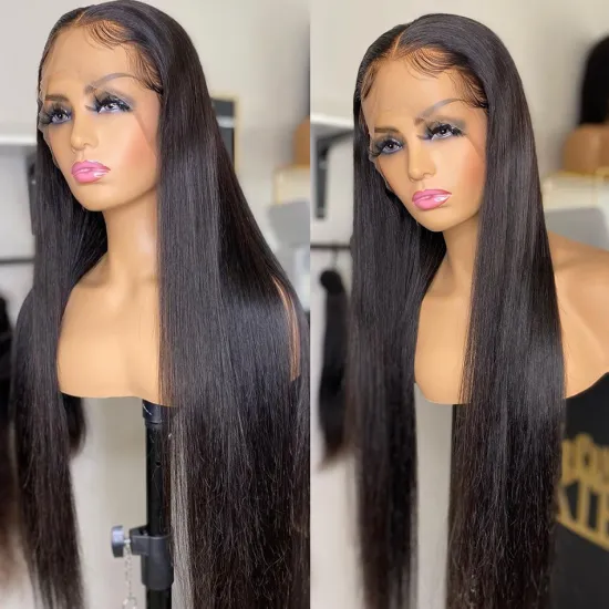 Cheap Natural Color  Peruca 360 Lace Frontal Straight Hair Wig For Black Women 100% Raw Brazilian Human Hair Lace Front Wig