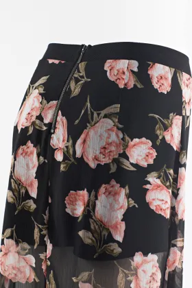 Print chiffon with wide leg pants