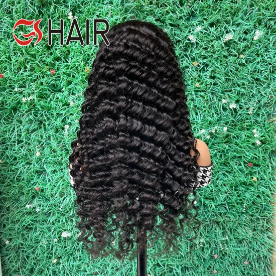 26 Inch Curly Deep Wave Full Lace Human Hair Wig - 180 Density 13X4 Lace Front