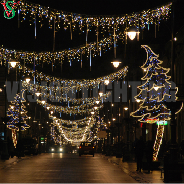 Outdoor Commercial Christmas Tree Holiday Led Cross Street Hanging Decoration Motif Light