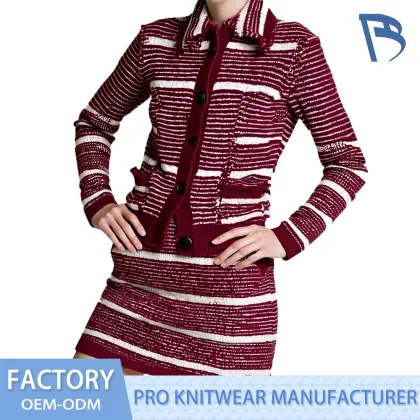 Red Striped Knitted Dress for Women