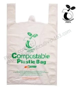 Corn starch bags, Compostable bags, 100%biodegradable plastic material PLA garbage bags in roll, biodegradable plastic vest bags