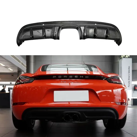718 Carbon Fiber Rear Bumper Lip and Carbon Diffuser Add-On for Porsche 2016+