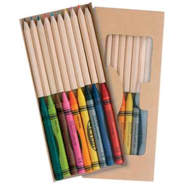 10 Colour Pencil and Crayon Set for School Supplies - Box Packing Mini Short