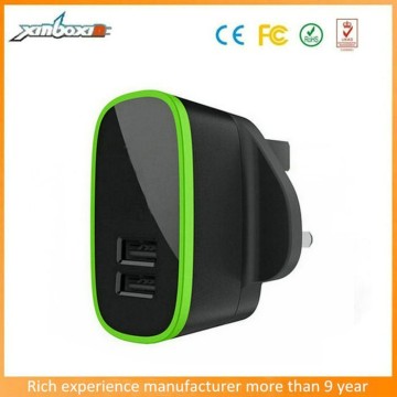 Dual Wall UK USB Charger for Iphone,for Ipod, 2.1A 2-Port USB UK home/wall charger With CE/FCC/RoHS