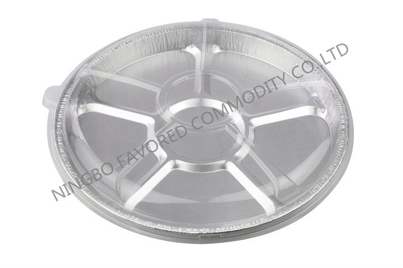 15" 5 Compart round tray PVC dome lid