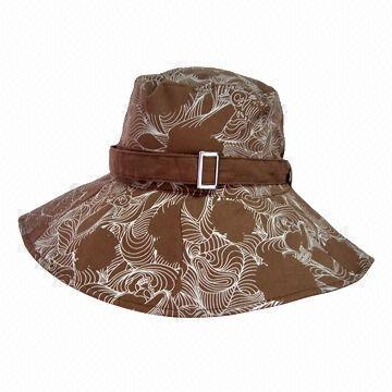 Printed khaki bucket hat, customized logos or designs are accepted