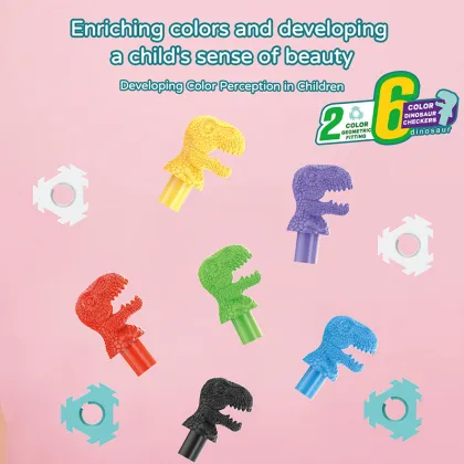 DIY 3D Plastic Dinosaur Building Blocks and Checkers Board Game Toys for Kids