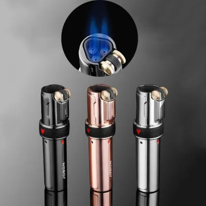 JOBON Triple Torch Lighter Windproof Gas Flint Lighter Refill Jet Flame Fire Metal Spray Gun Kitchen Pipe Cigar Lighter Gadgets