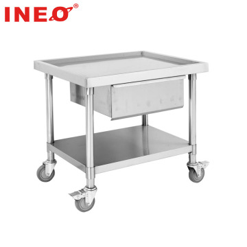 INEO Commercial Kitchen Mobile Stainless Steel Bench with Drawers & Undershelf