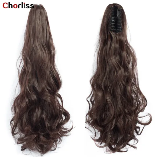Factory Price High Quality 20 Inch Water Wave Curly Ponytail Hairpiece For Women Synthetic Claw-Clip Ponytail Hair Extensions