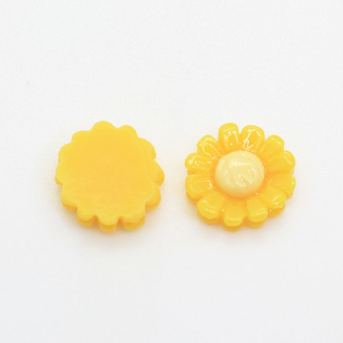 15*5mm carino giallo girasole resina cabochon fai da te accessori per capelli ragazze perline melma vestiti ciondoli decorativi