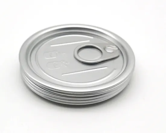 Aluminum fruit can lid with pull tab