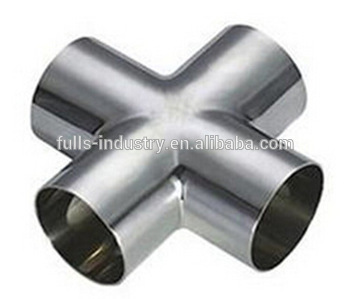 Sanitary fittings stainless steel butt weld pipe cross 1-4"