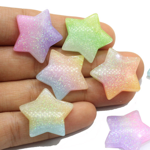 New Gradient Colorful Star Shaped Resin Cabochon Flat Back Beads DIY Items For Kids Phone Shell Ornaments