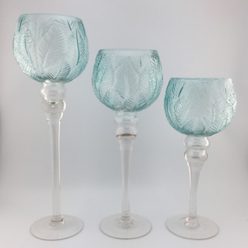 Glass stem candle holders