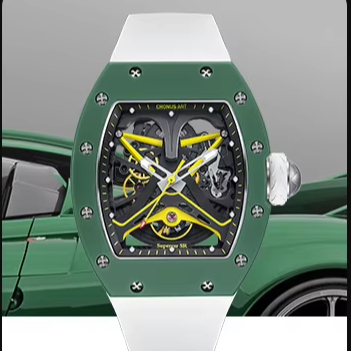 Dark Green 42mm Carbon Fiber Tonneau Watch: Elevate Your Outfit Quality with Men's Mechanism Man Watches