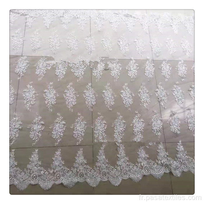 Tissu de dentelle de mariée blanc nigérian 2021