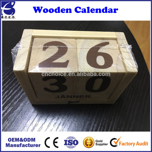 Wooden Block Perpetual Calendar Desk Calendar Desk Accessory, Colored