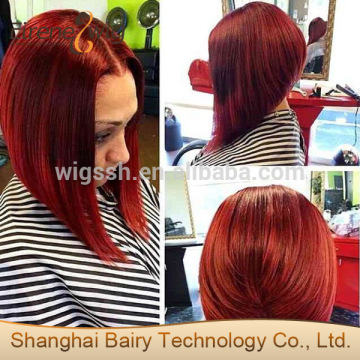 Eirene Customised ombre burgandy 99J human hair wholesale two tone lace front short bob wigs with bangs